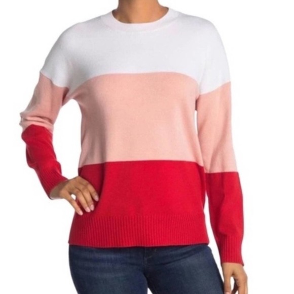 French Connection True Blossom Stripe Babysoft Crewneck Sweater NWT - Picture 1 of 9